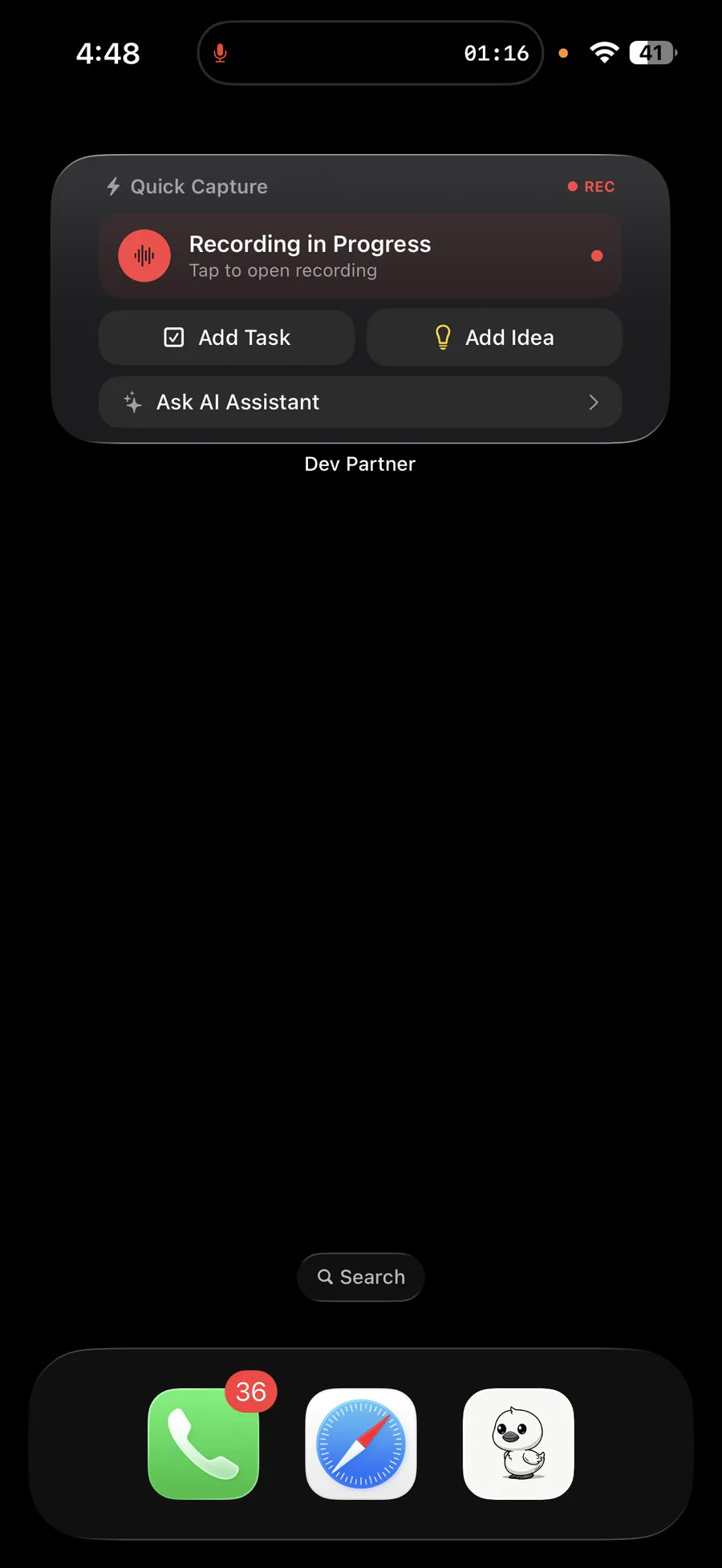 Dev Partner Live Activity on the lock screen